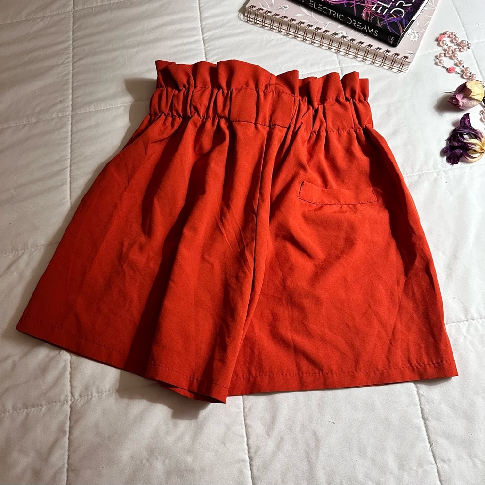 Rust Orange Paperbag Shorts - Picture 3 of 4